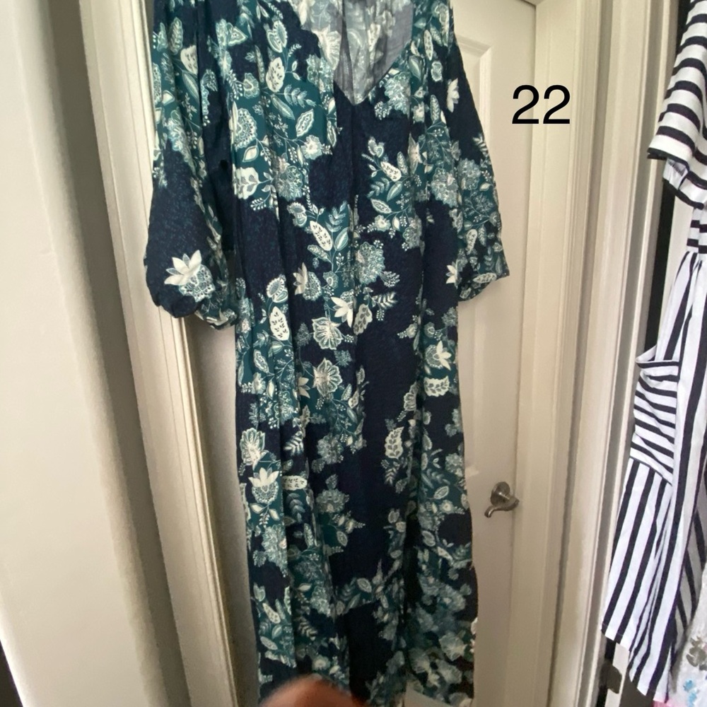 Lane Bryant Blue and White Floral Dress
